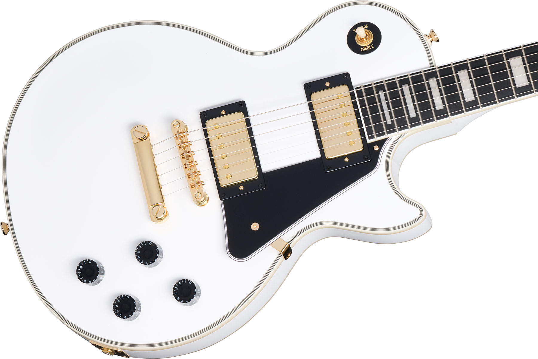 Epiphone Les Paul Custom Insp. By Gibson Original 2h Ht Eb - Alpine White - Enkel gesneden elektrische gitaar - Variation 3