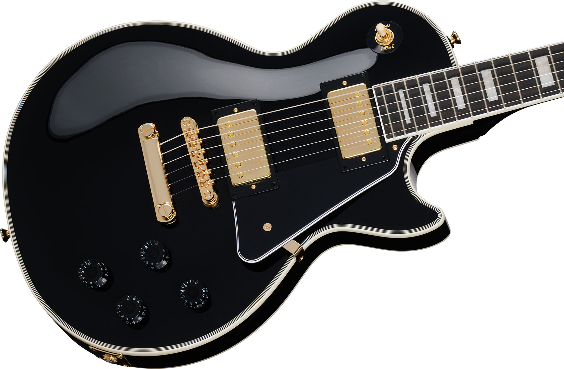 Epiphone Les Paul Custom Insp. By Gibson Original 2h Ht Eb - Ebony - Enkel gesneden elektrische gitaar - Variation 3