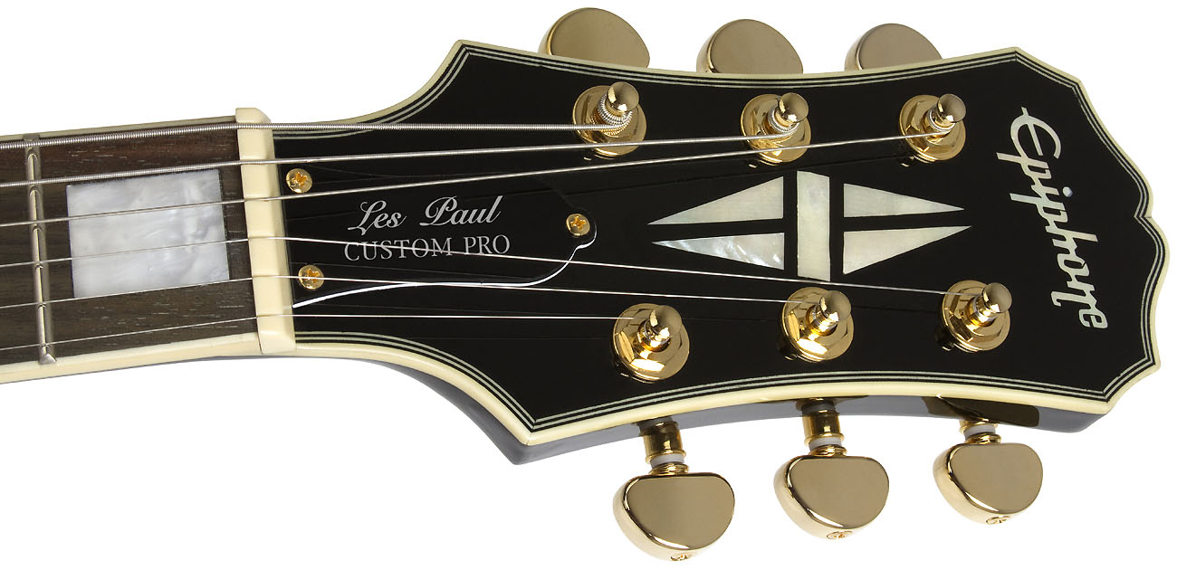 Epiphone Les Paul Custom Pro Gh - Ebony - Enkel gesneden elektrische gitaar - Variation 3