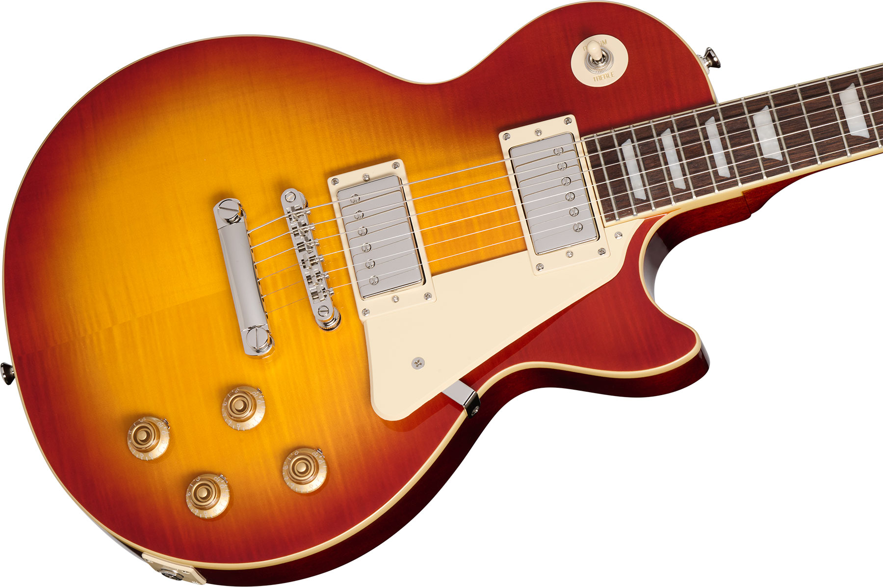 Epiphone Les Paul Standard 50s Figured Insp. By Gibson 2h Ht Lau - Washed Cherry Sunburst - Enkel gesneden elektrische gitaar - Variation 3