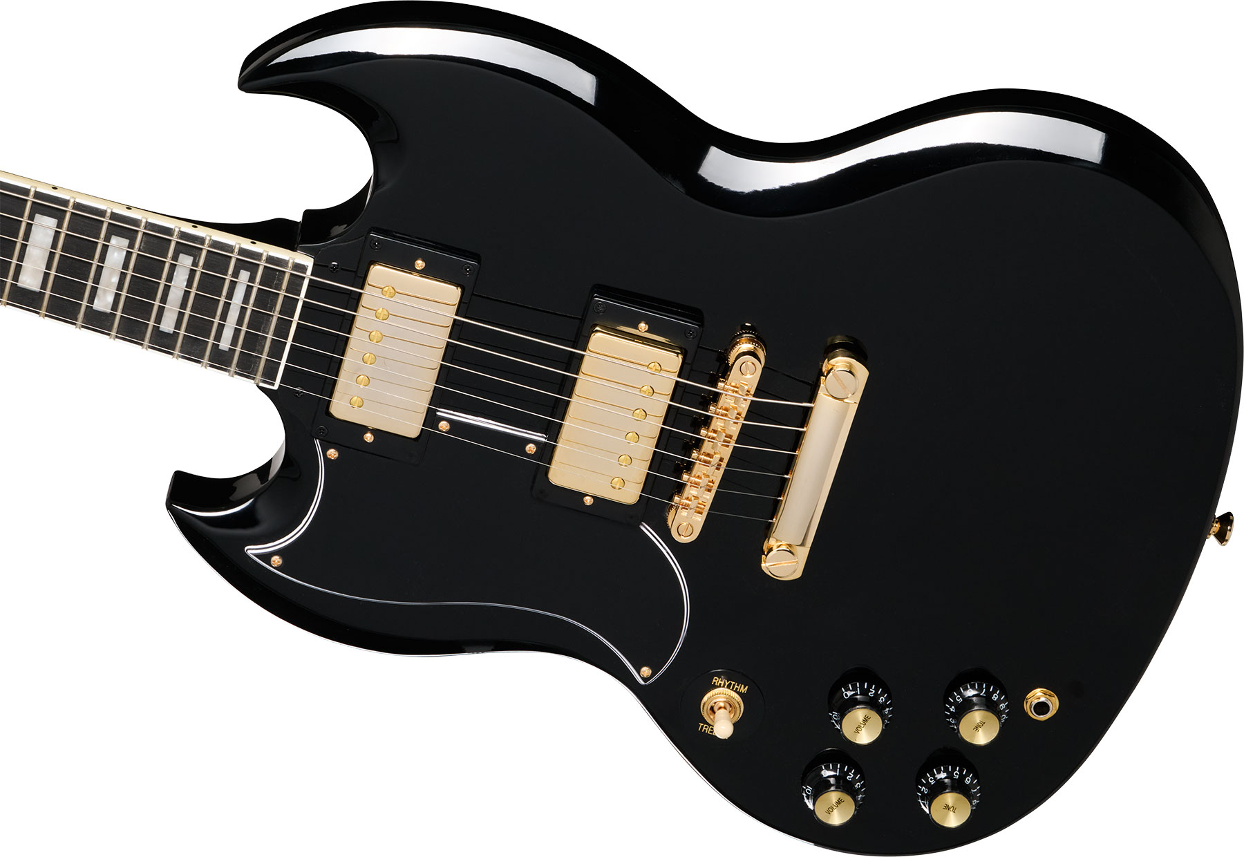 Epiphone Sg Custom Lh Insp. By Gibson Modern Gaucher 2h Ht Eb - Ebony - Guitarra eléctrica de doble corte. - Variation 3