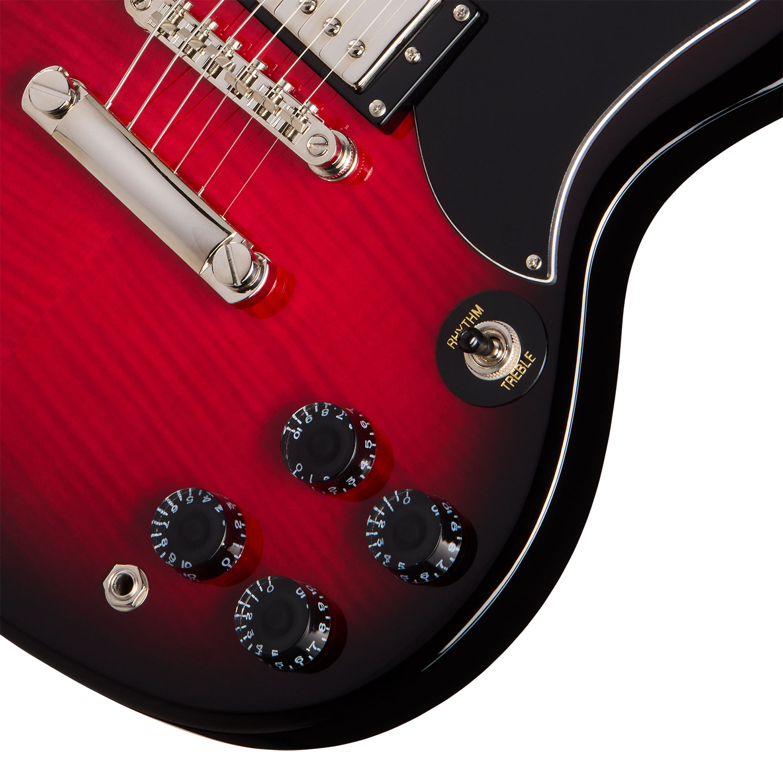 Epiphone Sg Tribute Plus Lh Gaucher Ibg 2h Ht Lau - Cherry Burst - Double cut gitaar - Variation 3