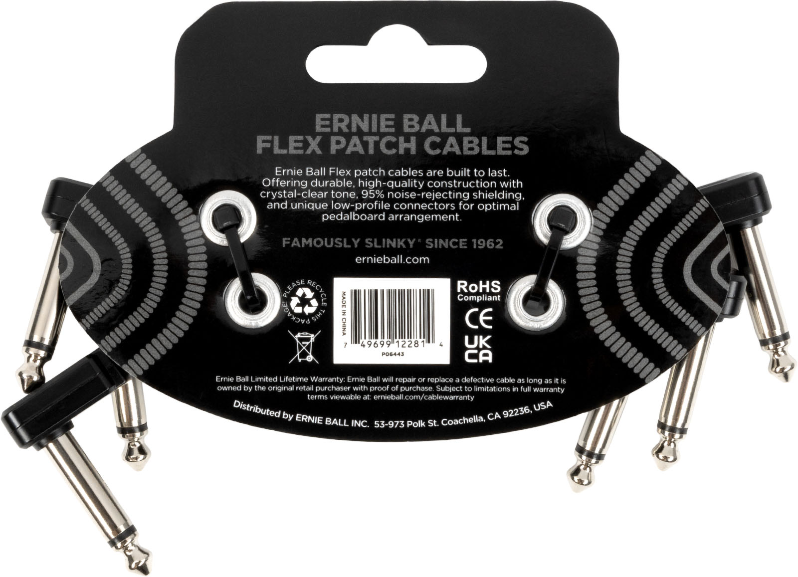 Ernie Ball CÂble De Patch Flex 7,5cm - Pack De 3 Noir - Patch - Variation 1