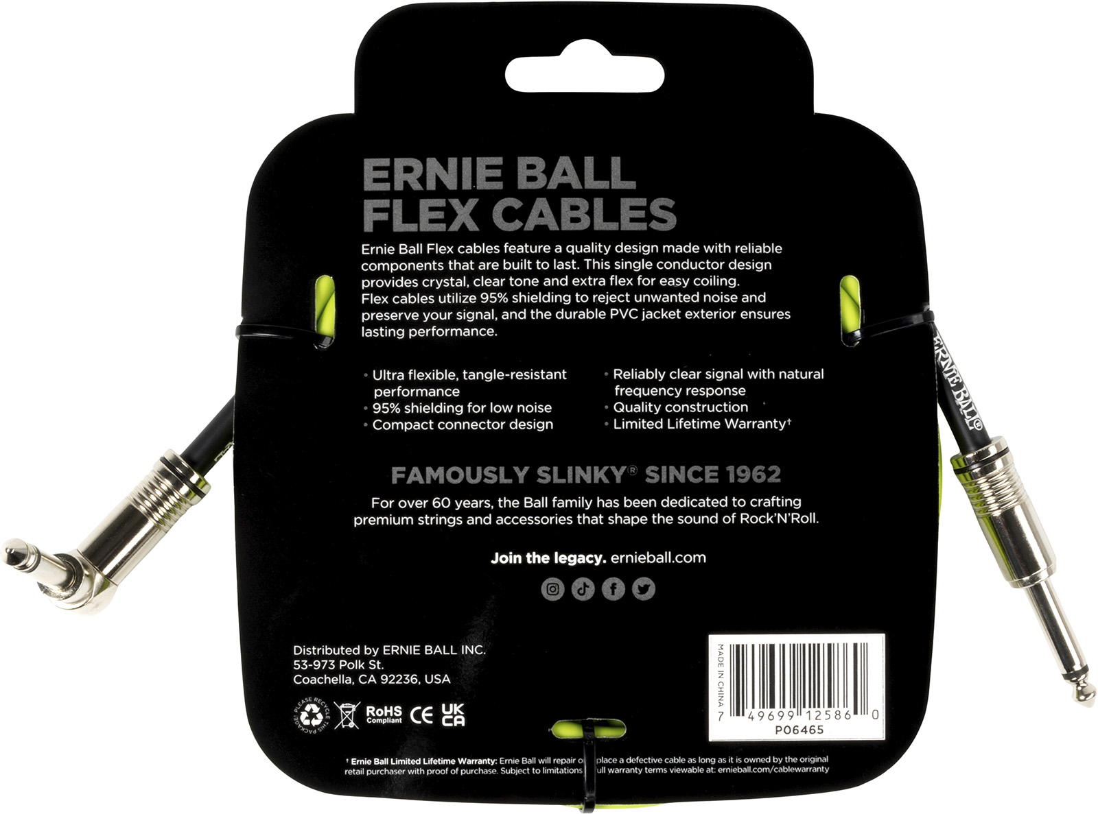 Ernie Ball Câble Instrument Flex Jack/jack Coudé 3m Vert - Kabel - Variation 1