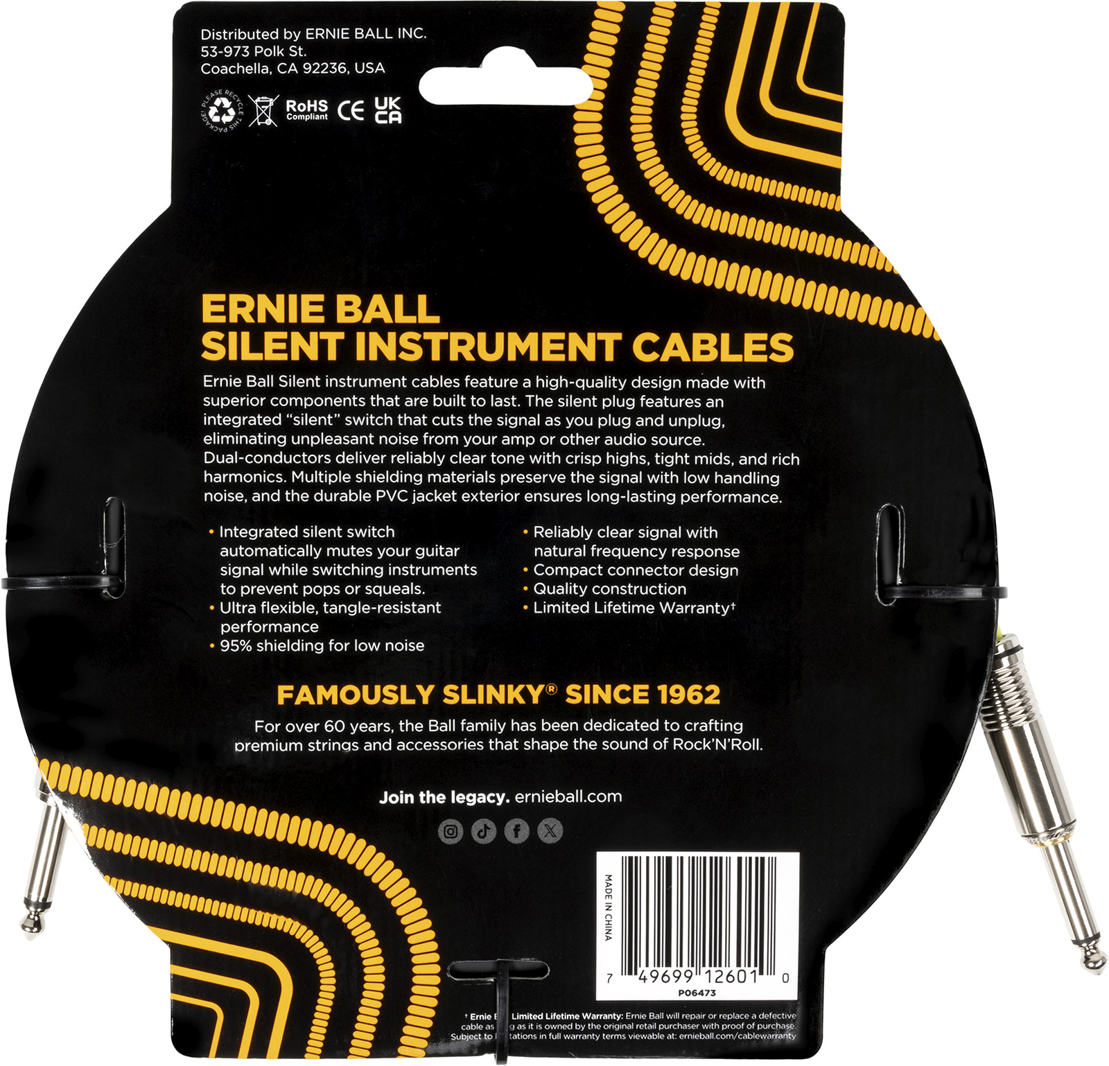 Ernie Ball Cable Instrument Classic Silent Jack/jack 6m Noir - Kabel - Variation 1