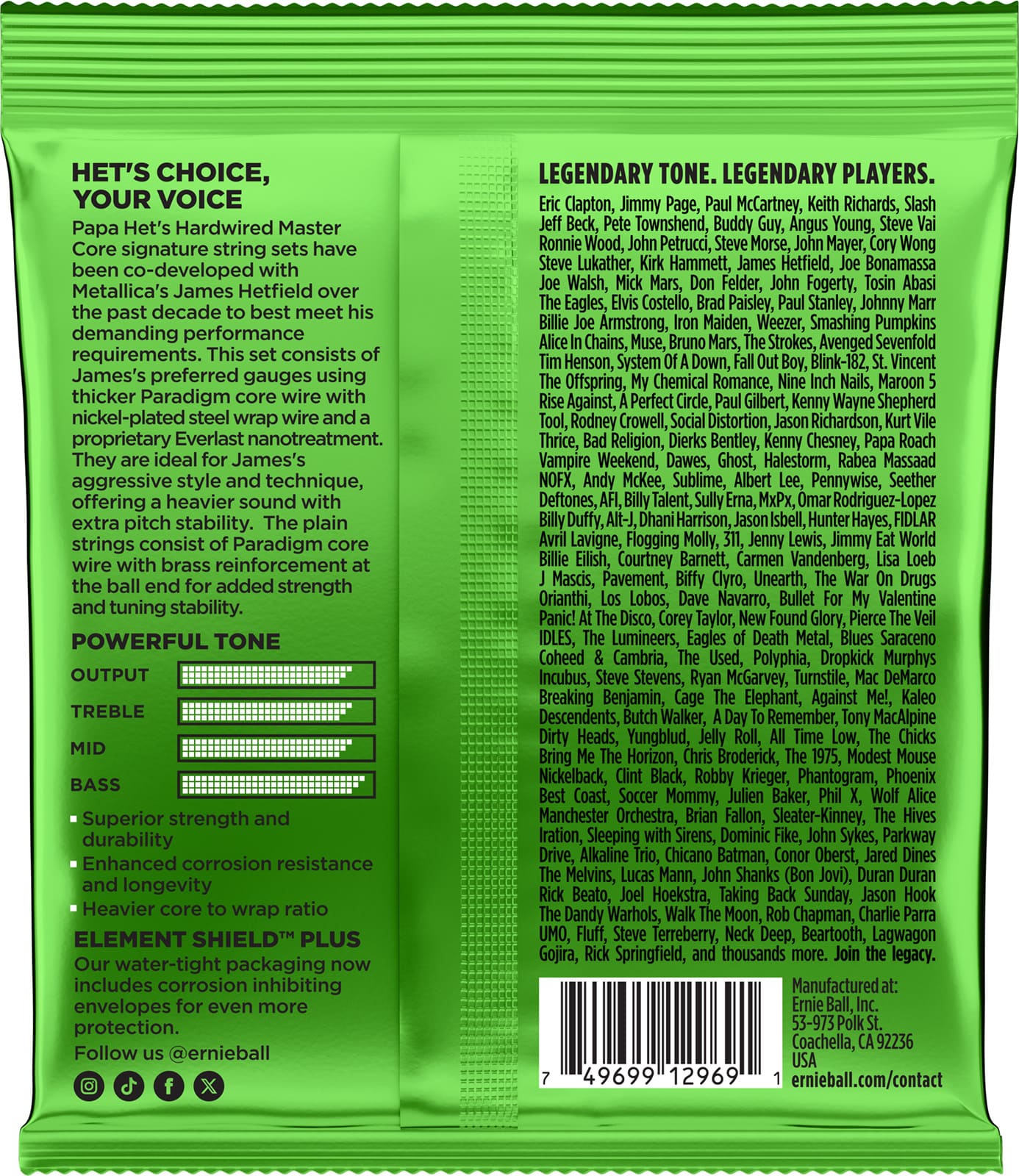 Ernie Ball Jeu De 6 Cordes Cordes électrique Signature Papa Hets, James Hetfield - 11-50 - Elektrische gitaarsnaren - Variation 1