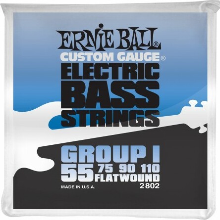 Ernie Ball Jeu De 4 Cordes Bass (4) 2802 Flatwound Group I 55-110 - Elektrische bassnaren - Main picture