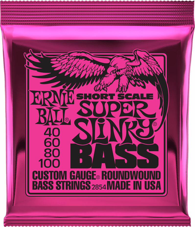Ernie Ball Jeu De 4 Cordes Bass (4) 2854 Super Slinky Short Scale 40-100 - Elektrische bassnaren - Main picture