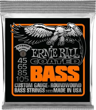 Ernie Ball Jeu De 4 Cordes Bass (4) 3833 Coated Hybrid Slinky 45-105 - Elektrische bassnaren - Main picture