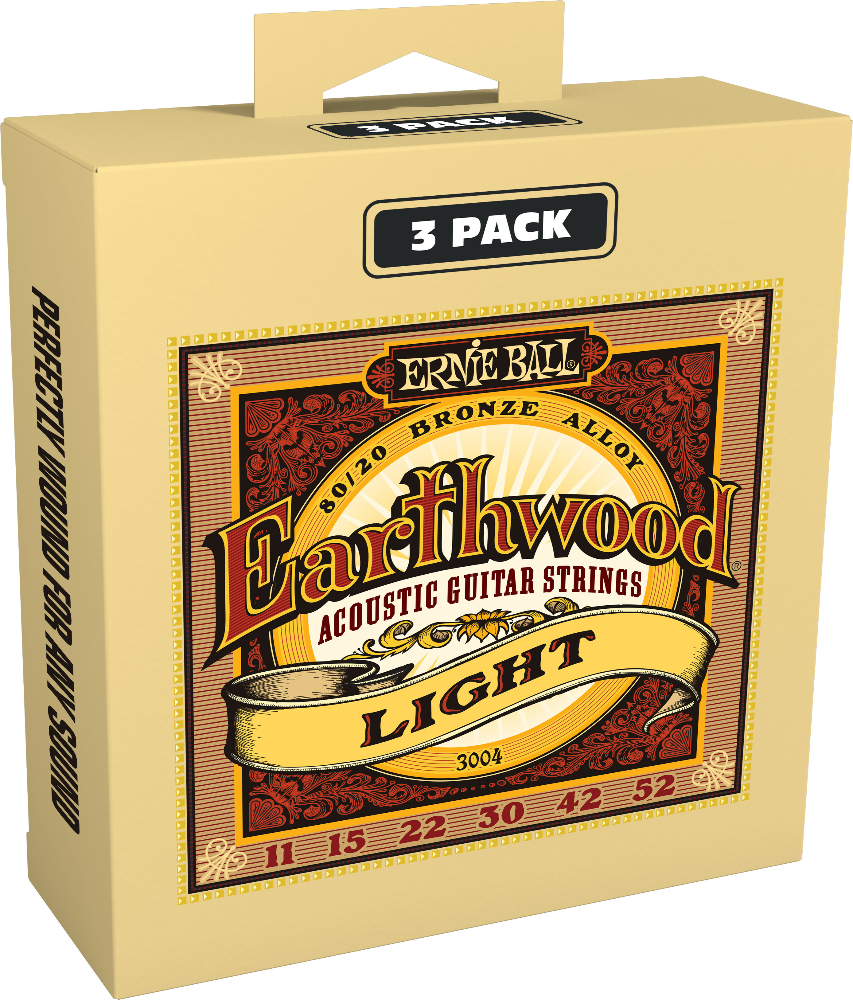 Ernie Ball Earthwood 80/20 Bronze Light 11-52 - Pack De 3 - Westerngitaarsnaren - Main picture