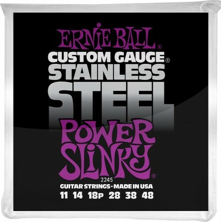 Ernie Ball Jeu De 6 Cordes Electric (6) 2245 Custom Gauge Stainless Steel Power Slinky 11-48 - Elektrische gitaarsnaren - Main picture