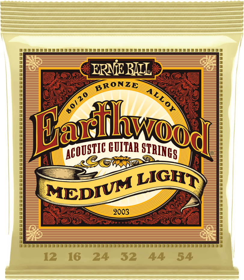 Ernie Ball Jeu De 6 Cordes Folk 2003 Earthwood 80/20 Bronze Medium Light 12-54 - Westerngitaarsnaren - Main picture