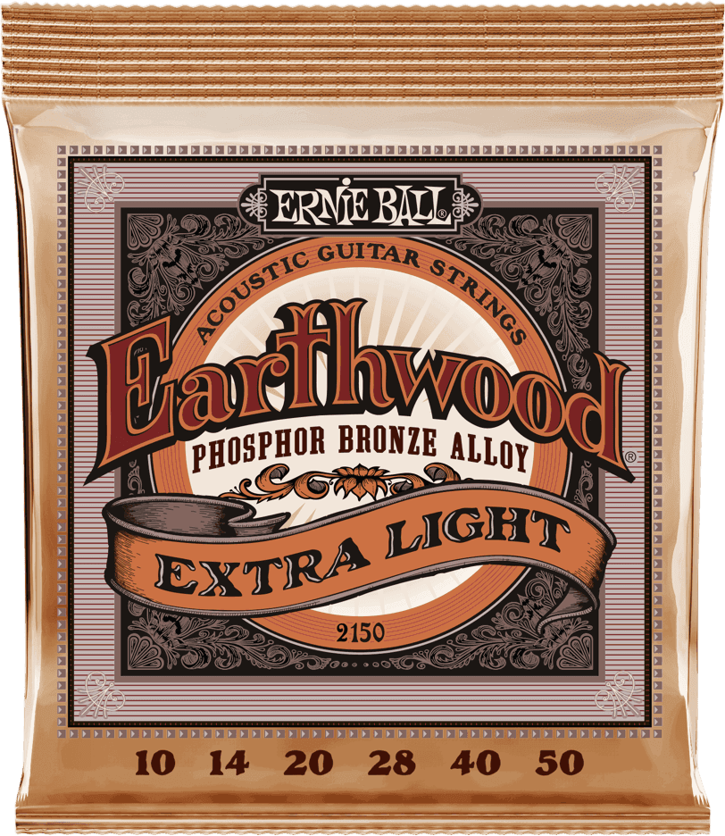 Ernie Ball Jeu De 6 Cordes Folk (6) 2150 Earthwood Phosphore Bronze Extra Light 10-50 - Westerngitaarsnaren - Main picture