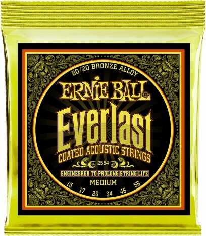 Ernie Ball Jeu De 6 Cordes Folk (6) 2554 Everlast Coated 80/20 Bronze Medium 13-56 - Westerngitaarsnaren - Main picture