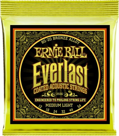 Ernie Ball Jeu De 6 Cordes Folk (6) 2556 Everlast Coated 80/20 Bronze Medium Light 12-54 - Westerngitaarsnaren - Main picture
