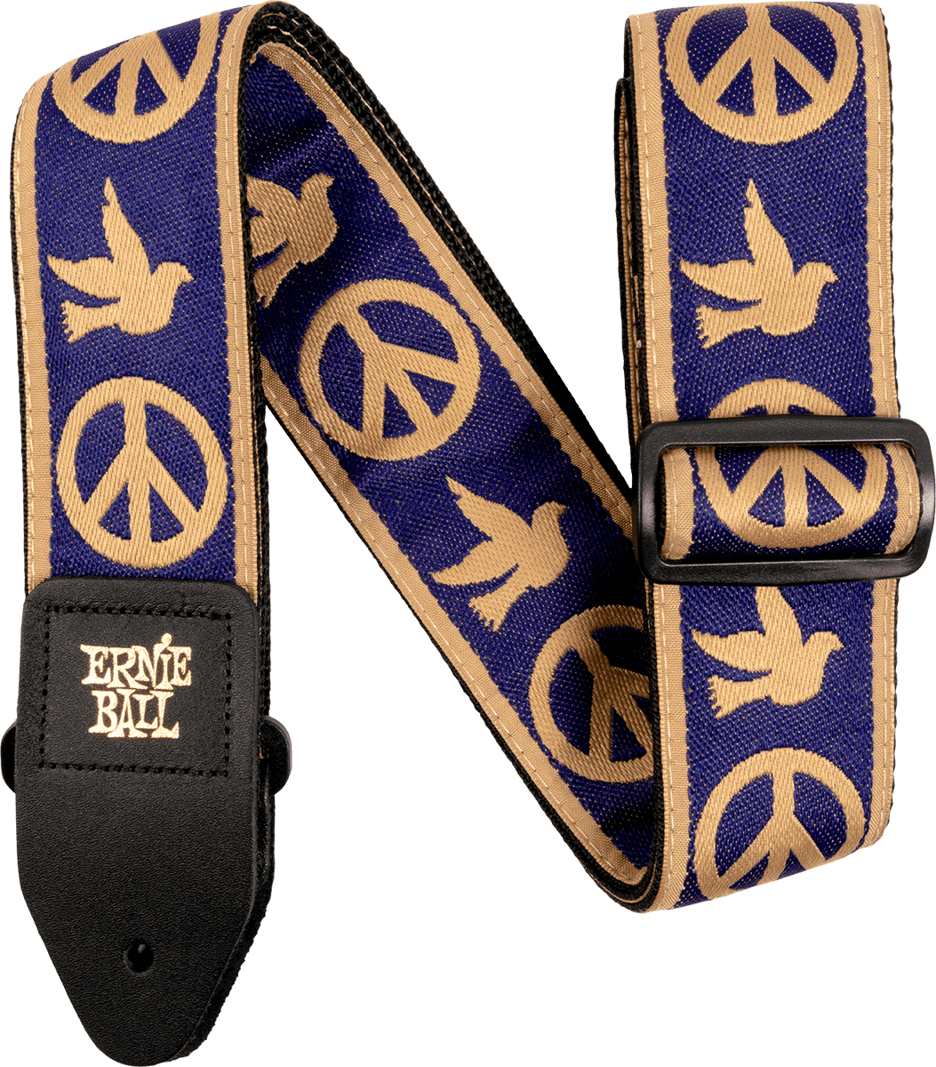 Ernie Ball Jacquard 2.inc Guitar Strap Peace Dove Love Navy Blue Beige - Gitaarriem - Main picture