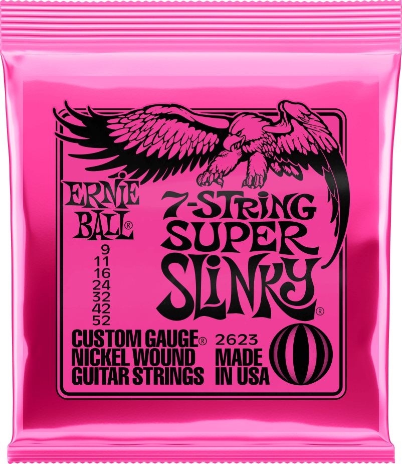 Ernie Ball P02623 Super Slinky Nickel Wound Electric Guitar Strings 7c 9-52 - Elektrische gitaarsnaren - Main picture