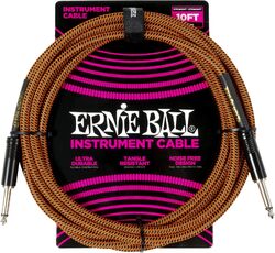 Kabel Ernie ball Instrument cables woven sheath jack/jack 3m orange and black