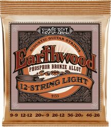 Westerngitaarsnaren  Ernie ball Folk (12) 2153 Earthwood Phosphor Light 9-46 - 12-snarige set