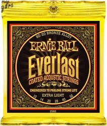 Westerngitaarsnaren  Ernie ball Folk (6) 2560 Everlast Coated Extra Light 10-50 - Snarenset