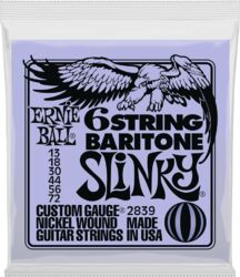 P02839 6-String Baritone Slinky 5/8 Scale Elecric Guitar Strings 13-72
