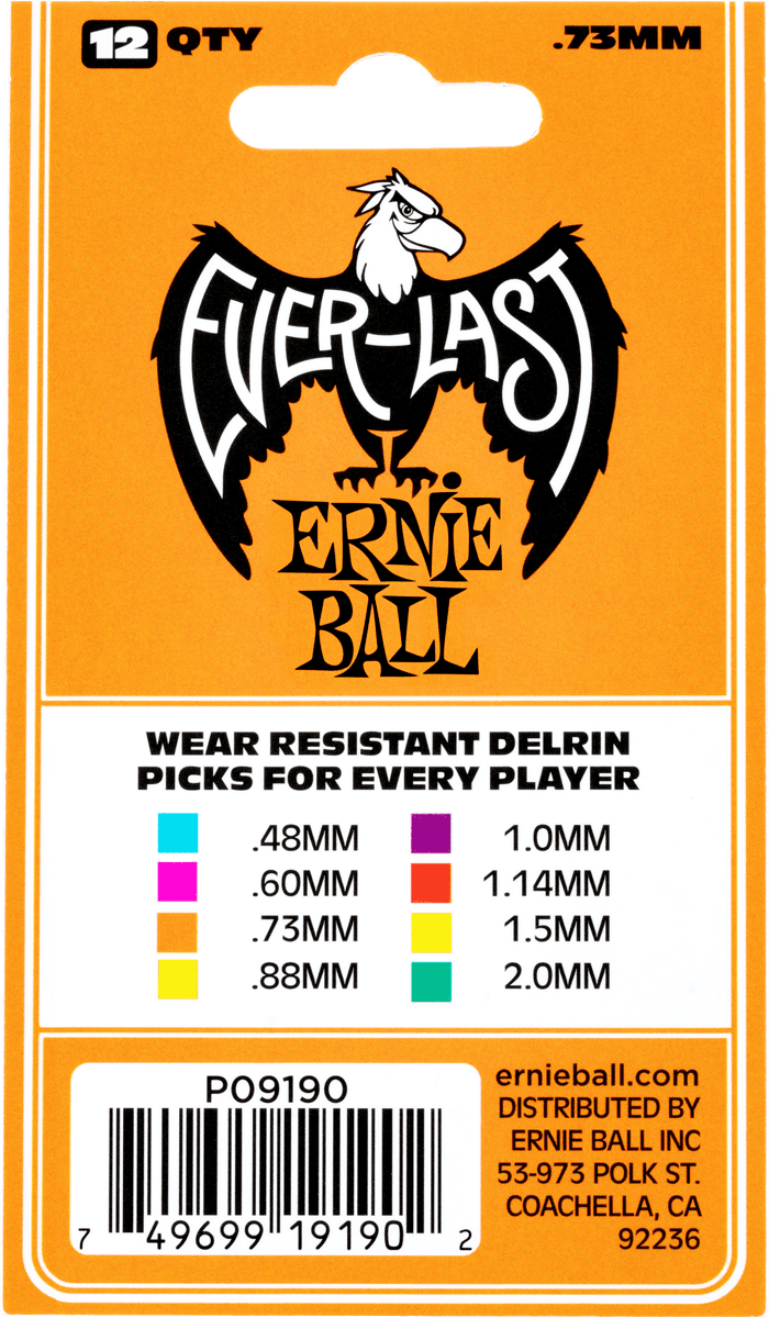 Ernie Ball Mediators Everlast Sachet De 12 Orange 0,73mm - Plectrum - Variation 2