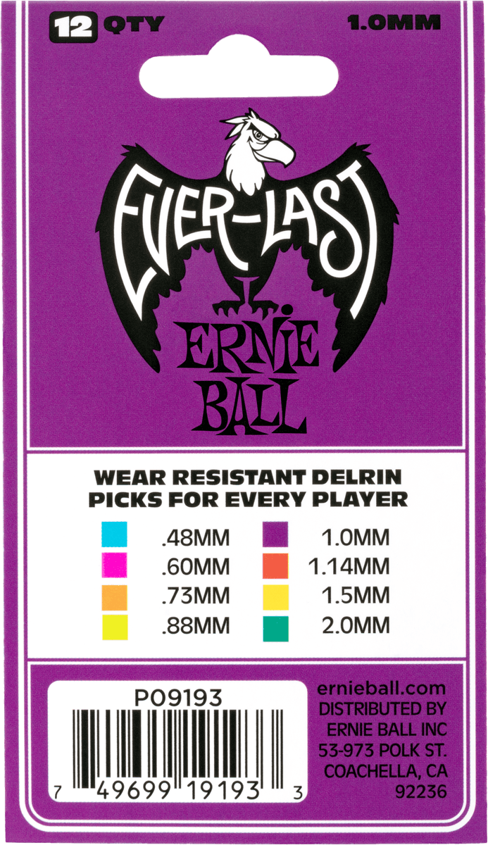Ernie Ball Mediators Everlast Sachet De 12 Violet 1mm - Plectrum - Variation 2
