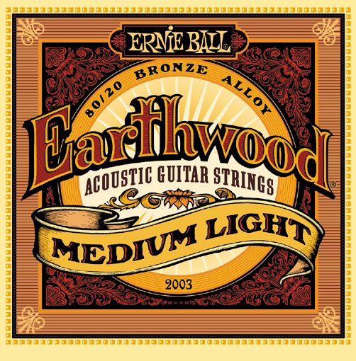 Ernie Ball Jeu De 6 Cordes Folk 2003 Earthwood 80/20 Bronze Medium Light 12-54 - Westerngitaarsnaren - Variation 1