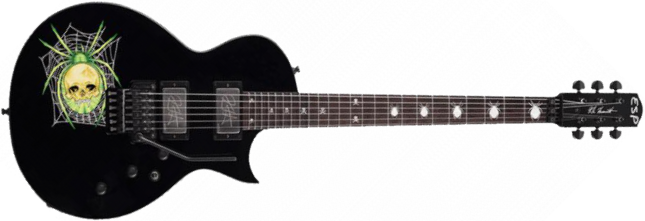 Esp Custom Shop Kirk Hammett Kh-3 Spider 30th Anniversary Jap Signature 2h Emg Fr Rw - Black W/spider Graphic - Enkel gesneden elektrische gitaar - Ma