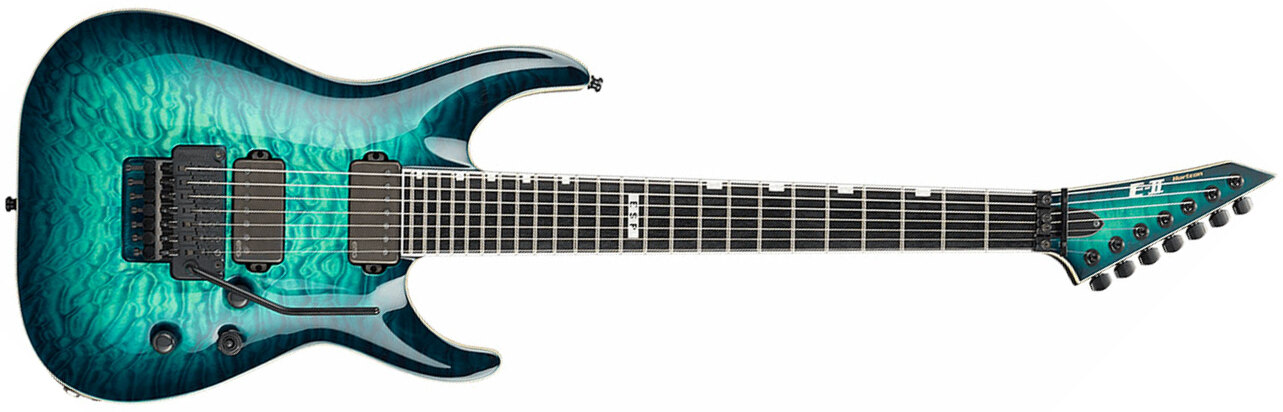Esp E-ii Horizon Fr-7 Standard 7-cordes Hh Emg Fr Eb - Black Turquoise Burst - 7-snarige elektrische gitaar - Main picture