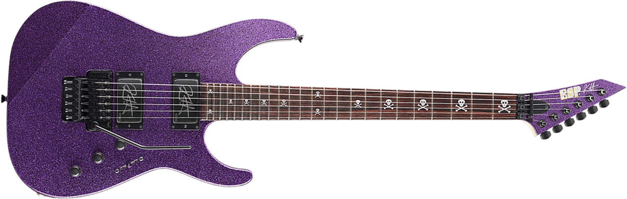 Esp Kirk Hammett Kh-2 Signature Hh Emg Fr Rw - Purple Sparkle - Elektrische gitaar in Str-vorm - Main picture