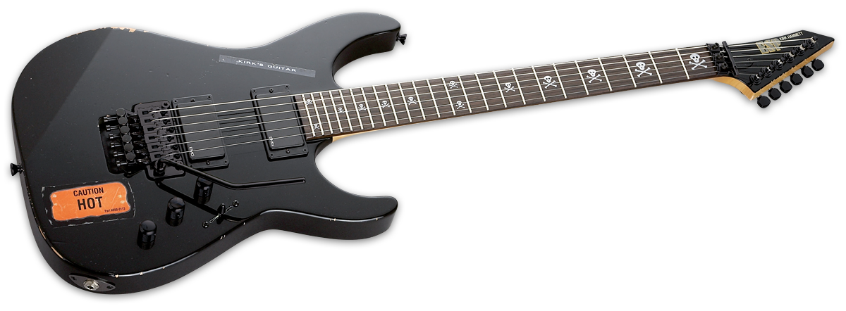 Esp Custom Shop Kirk Hammett Kh-2 Vintage Jap Signature 2h Emg Fr Rw - Distressed Black - Elektrische gitaar in Str-vorm - Variation 1