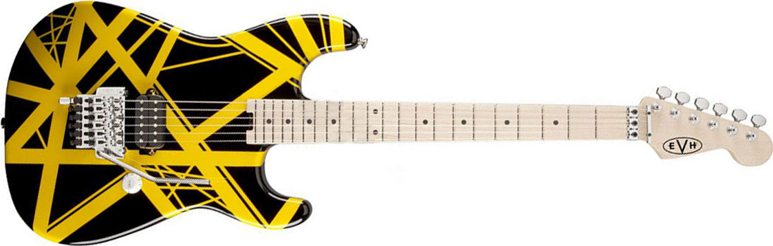 Evh Striped Series - Black With Yellow Stripes - Elektrische gitaar in Str-vorm - Main picture