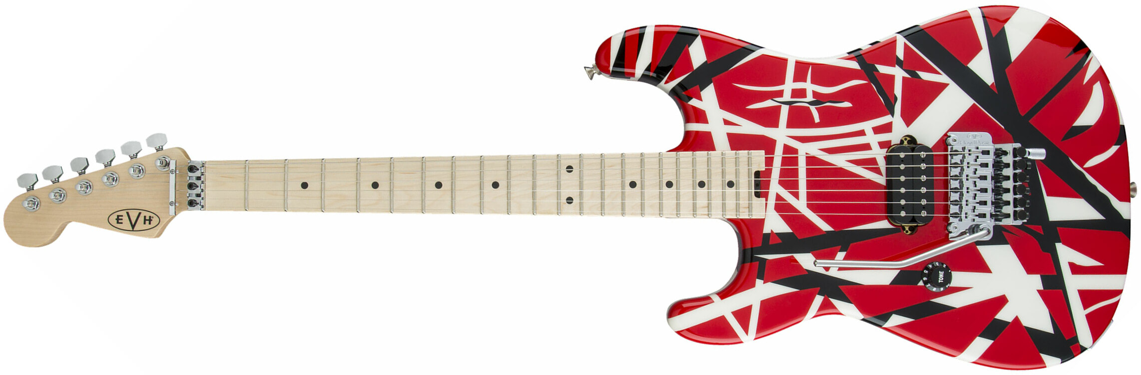Evh Striped Series Lh Gaucher Signature H Fr Mn - Red Black White Stripes - Linkshandige elektrische gitaar - Main picture