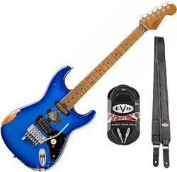Elektrische gitaar set Evh                            Frankenstein Relic + Premium Cable 20 ft + Premium Leather Strap - Blueburst