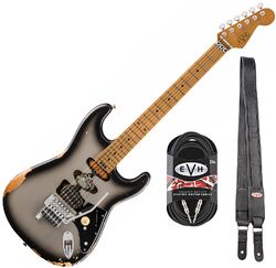 Elektrische gitaar set Evh                            Frankenstein Relic + Premium Cable 20 ft + Premium Leather Strap - silverburst