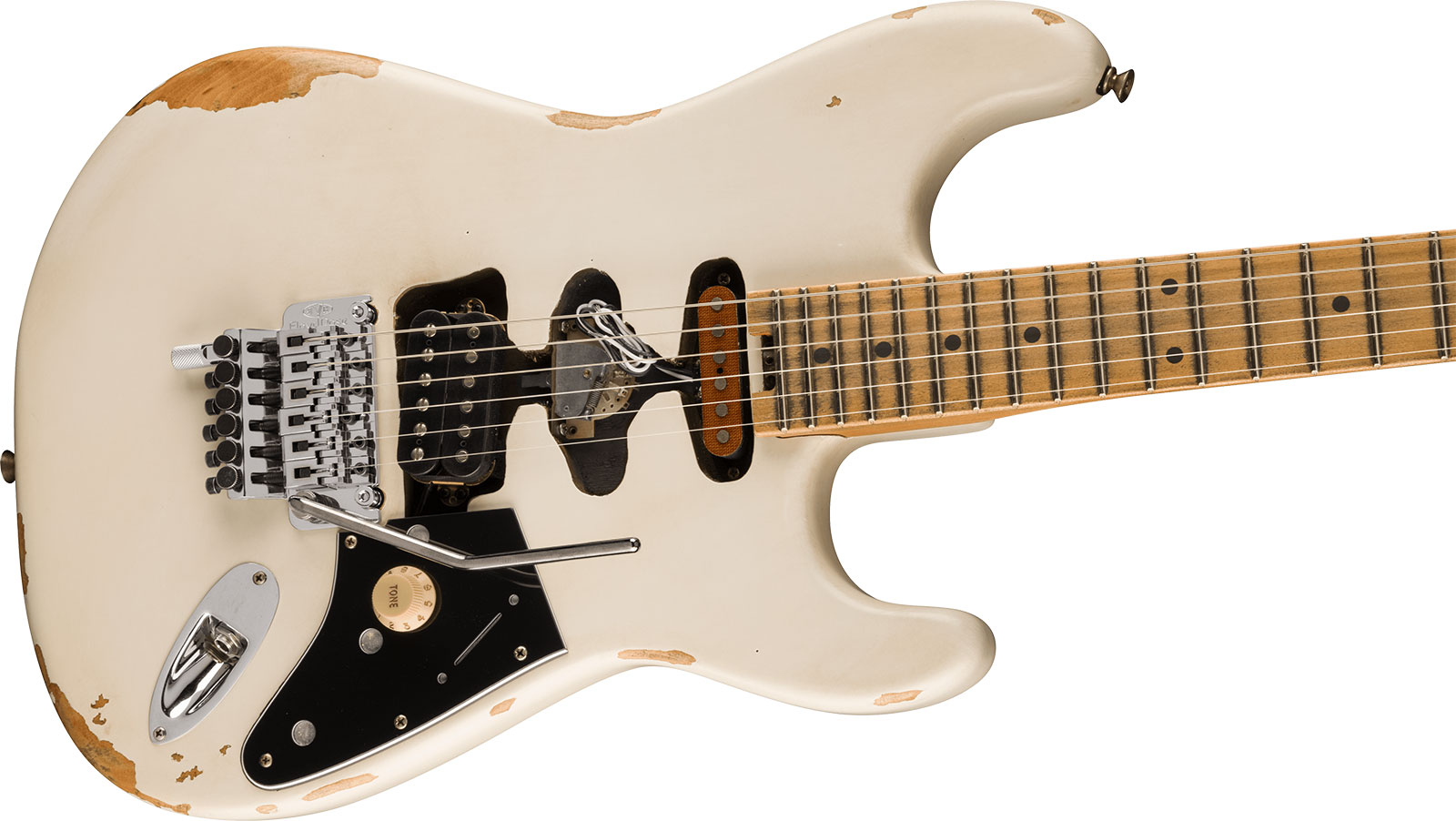 Evh Frankenstein Relic Mex 1h Fr Mn + Premium Cable 42.inc + Premium Strap - White - Elektrische gitaar set - Variation 2