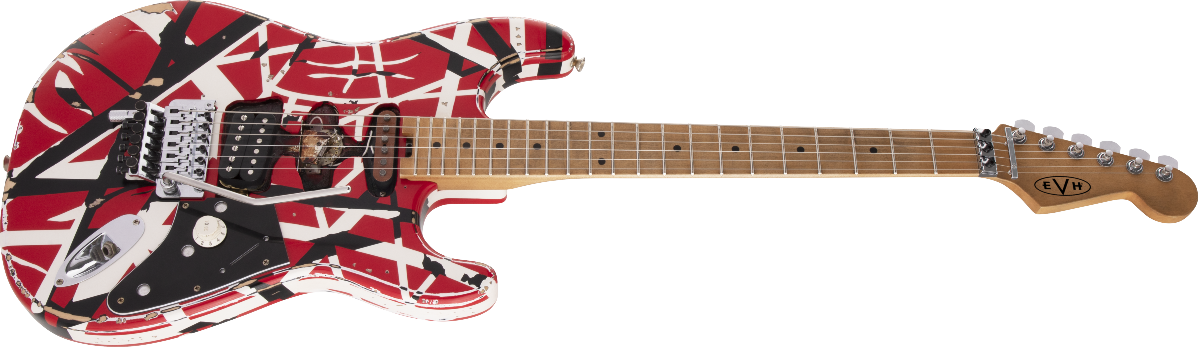 Evh Eddie Van Halen Frankenstein Frankie Striped Series Mex H Fr Mn - Red With Black & White Stripes - Elektrische gitaar in Str-vorm - Variation 2