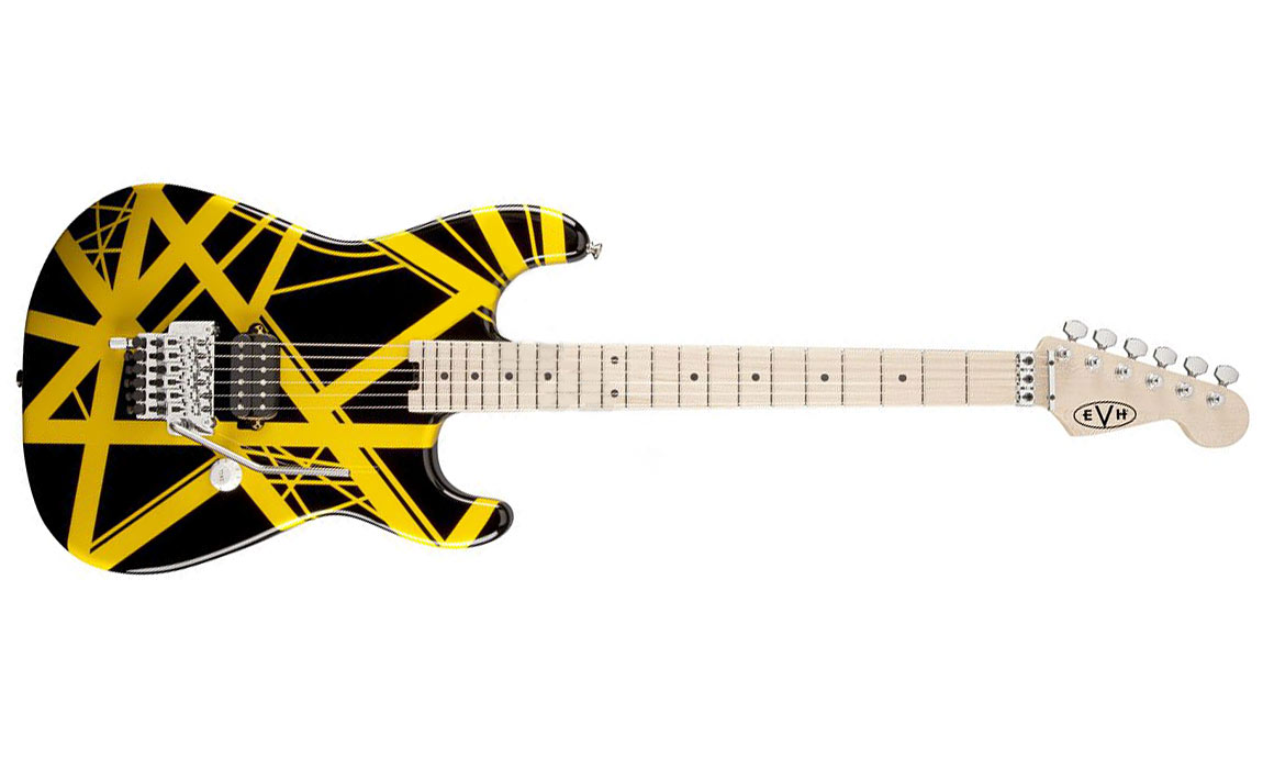 Evh Striped Series - Black With Yellow Stripes - Elektrische gitaar in Str-vorm - Variation 1