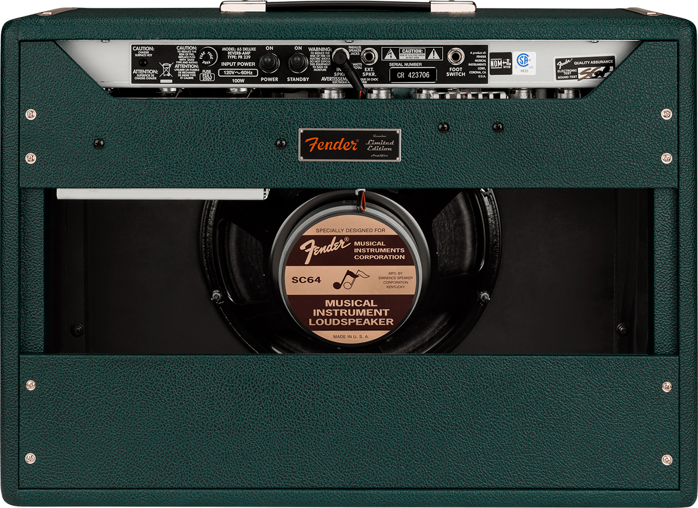 Fender 65 Deluxe Reverb Ltd 22w 6v6 1x12 Eminence Sc64 British Racing Green - Combo voor elektrische gitaar - Variation 2