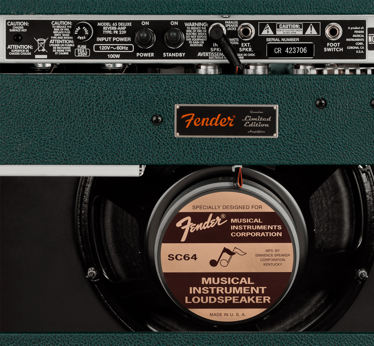 Fender 65 Deluxe Reverb Ltd 22w 6v6 1x12 Eminence Sc64 British Racing Green - Combo voor elektrische gitaar - Variation 3