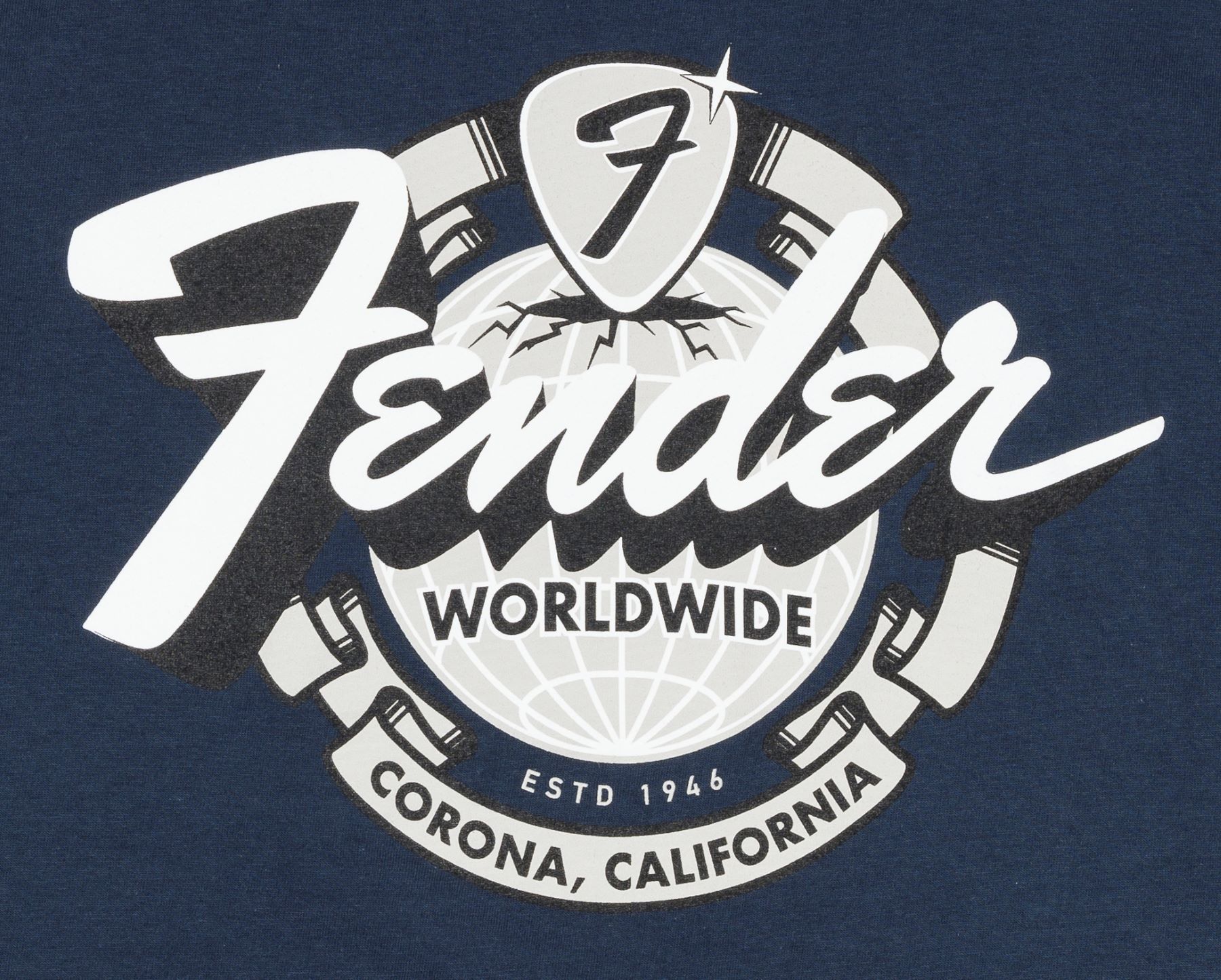 Fender T-shirt World Wide, Bleu Marine Vintage - Xxl - T-shirt - Variation 1