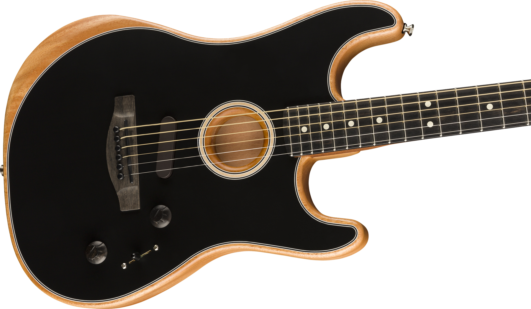 Fender Strat American Acoustasonic Usa Eb - Black - Elektro-akoestische gitaar - Variation 2