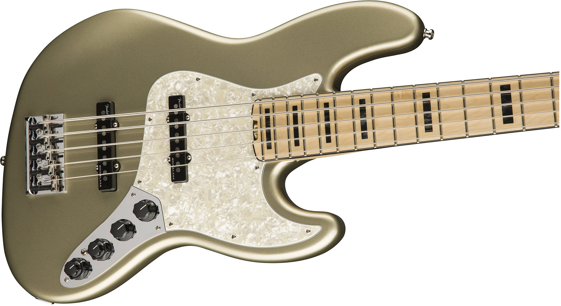 Fender American Elite Jazz Bass V Usa Mn - Champagne - Solid body elektrische bas - Variation 2