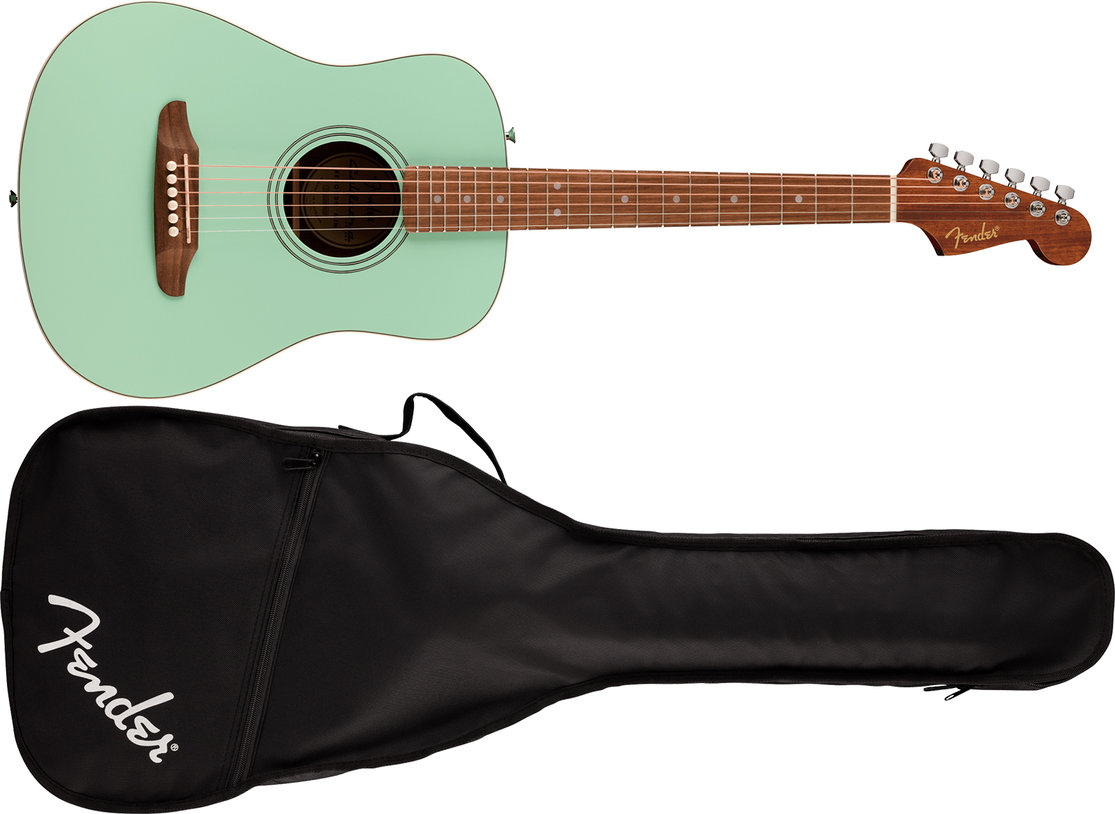 Fender California Standard Redondo Mini Epicea Sapele Noy +housse - Surf Green - Folk gitaar - Variation 4