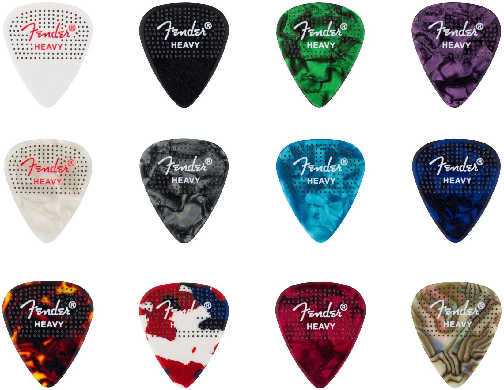 Fender Médiators 351 CelluloÏde À Points (12pk) Hvy - Plectrum - Main picture