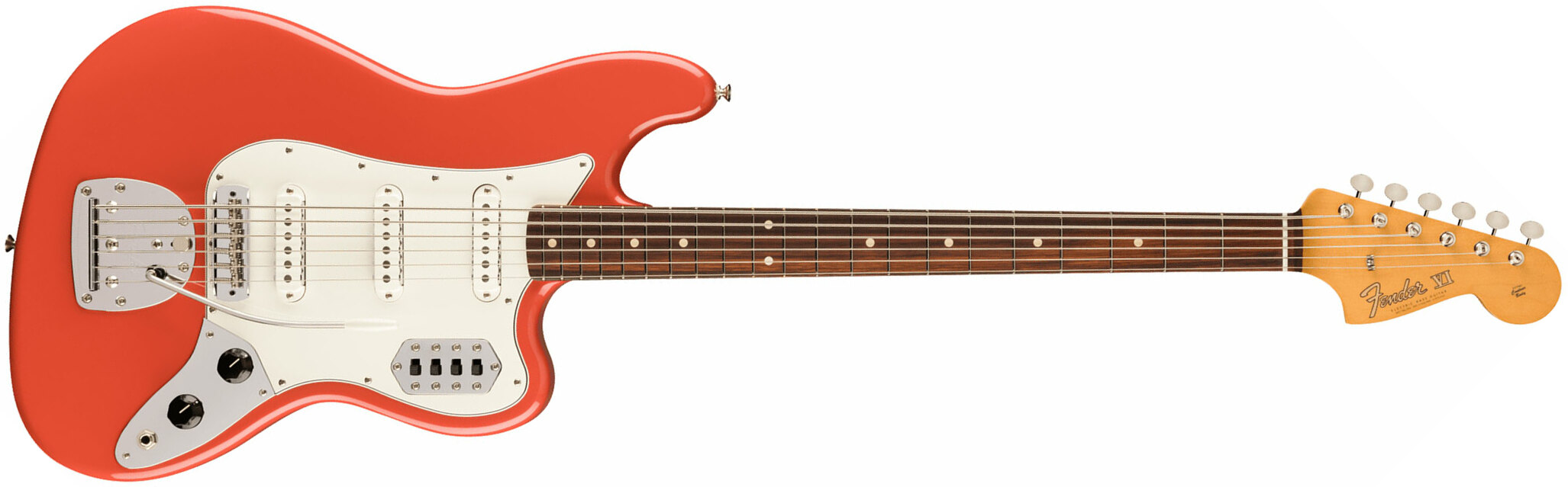 Fender 60s Bass Vi Vintera 2 3s Trem Rw - Fiesta Red - Bariton elektrische gitaar - Main picture