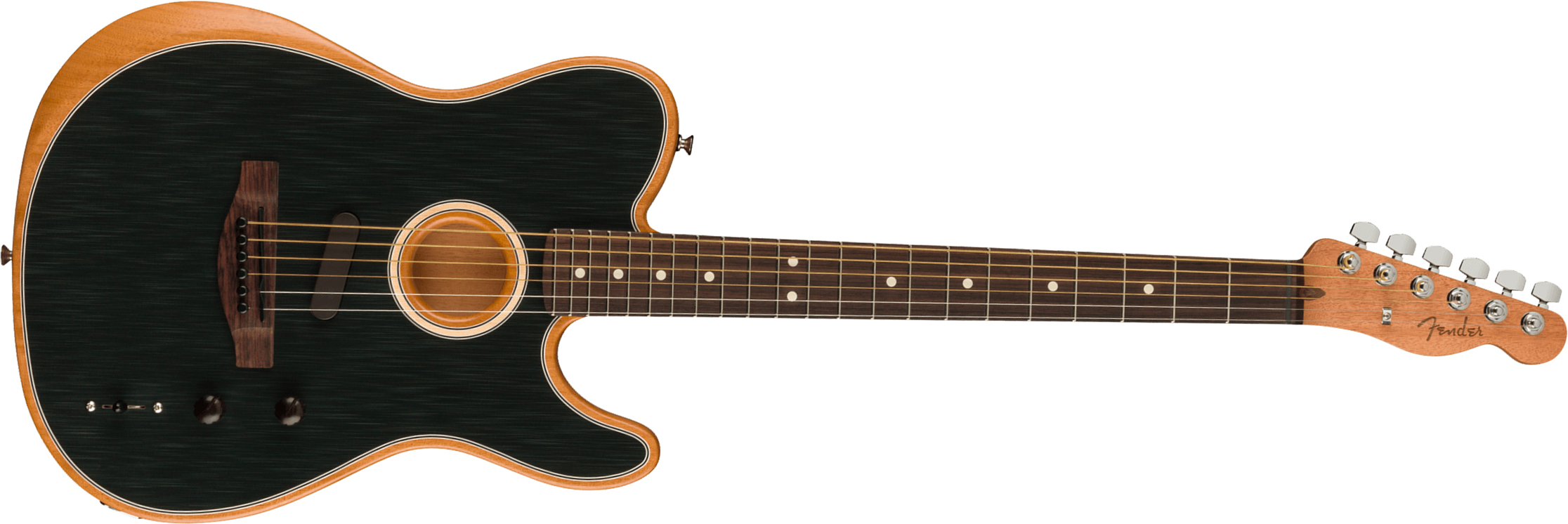 Fender Acoustasonic Tele Player Mex Epicea Acajou Rw - Brushed Black - Elektro-akoestische gitaar - Main picture