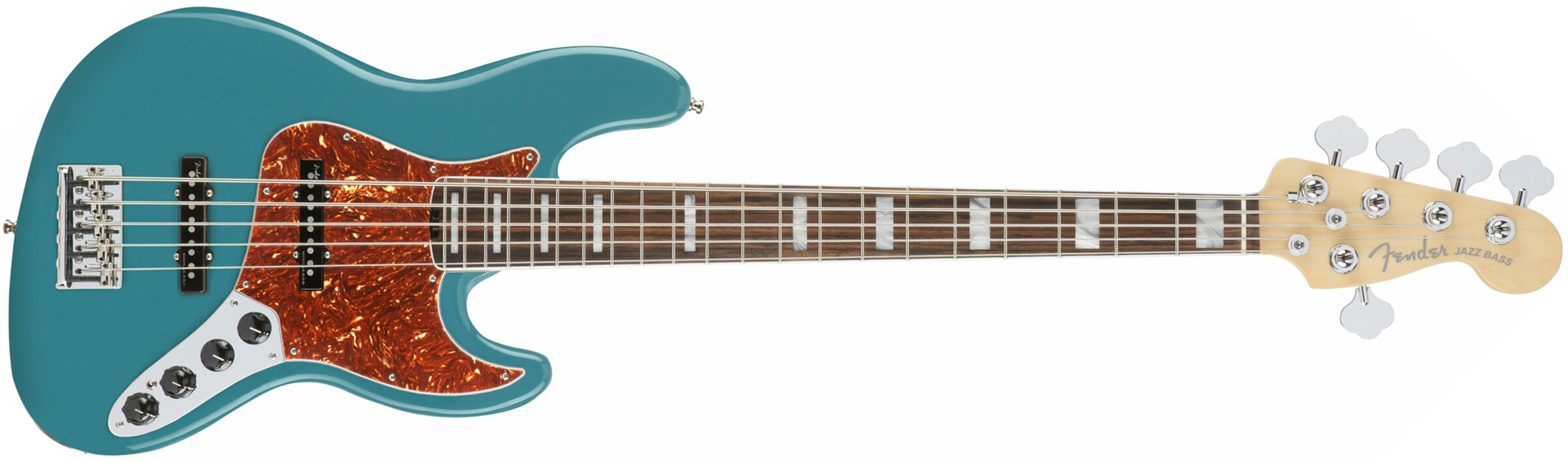 Fender American Elite Jazz Bass V Usa Eb - Ocean Turquoise - Solid body elektrische bas - Main picture