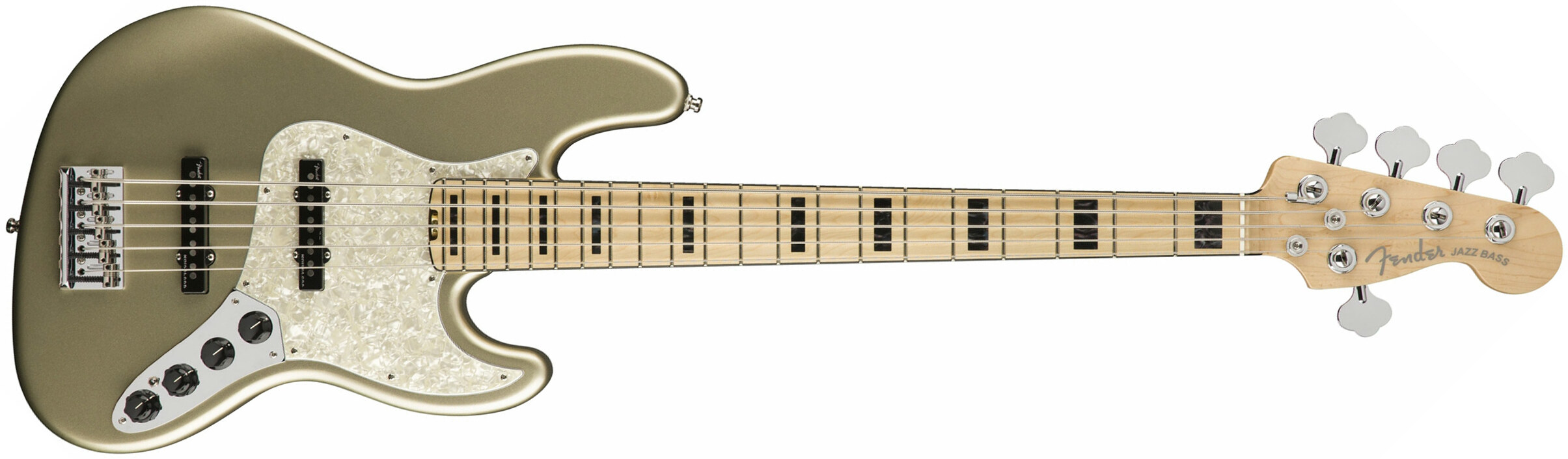 Fender American Elite Jazz Bass V Usa Mn - Champagne - Solid body elektrische bas - Main picture